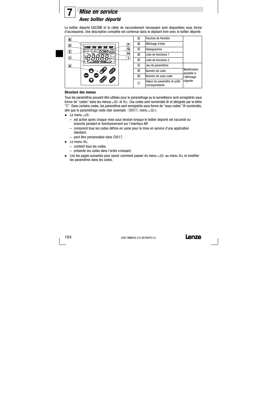 Avec boîtier déporté, Mise en service | Lenze EDK71MMXXX−010 User Manual | Page 164 / 200