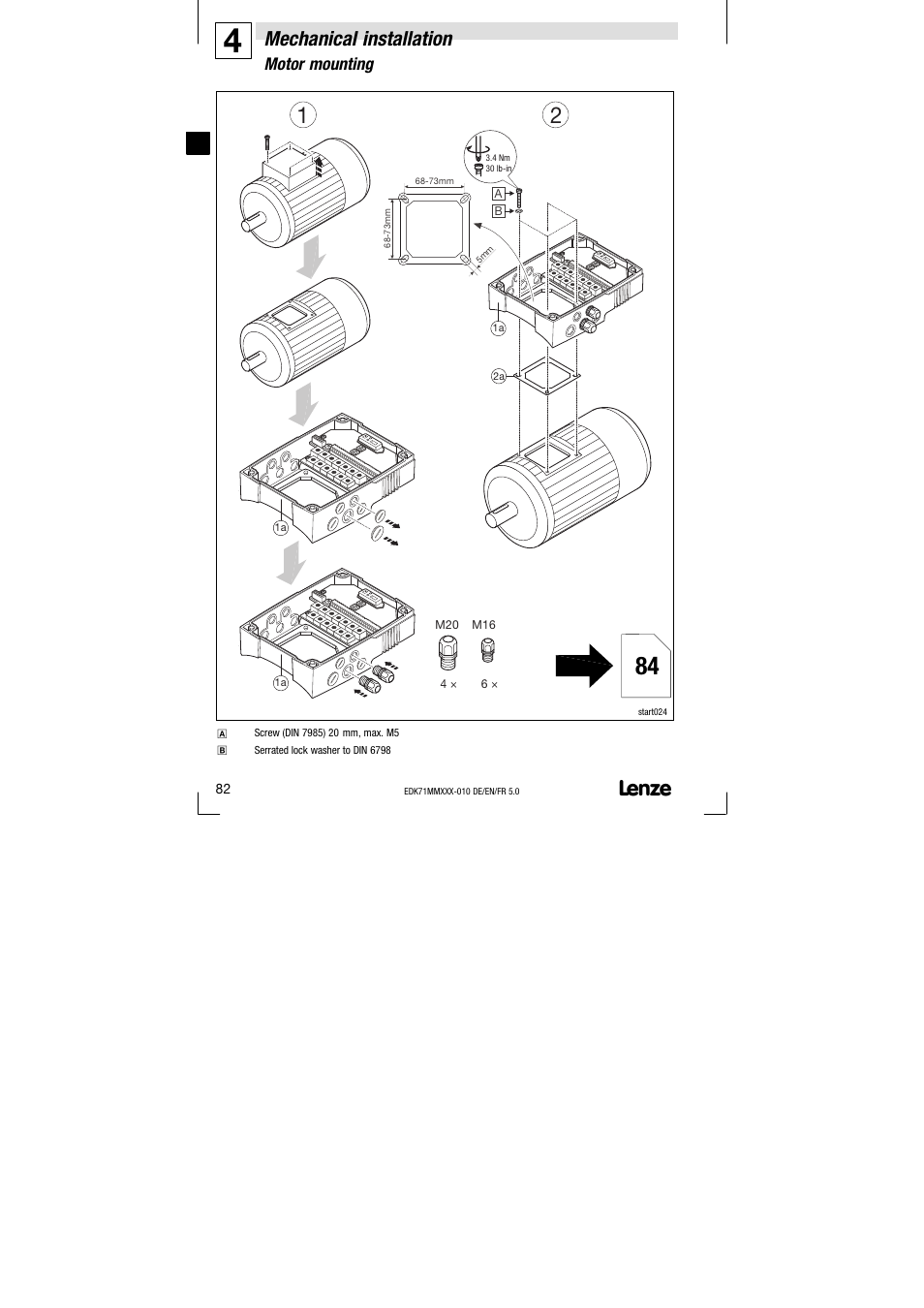 4 mechanical installation, Motor mounting, Mechanical installation | Lenze EDK71MMXXX−010 User Manual | Page 82 / 200