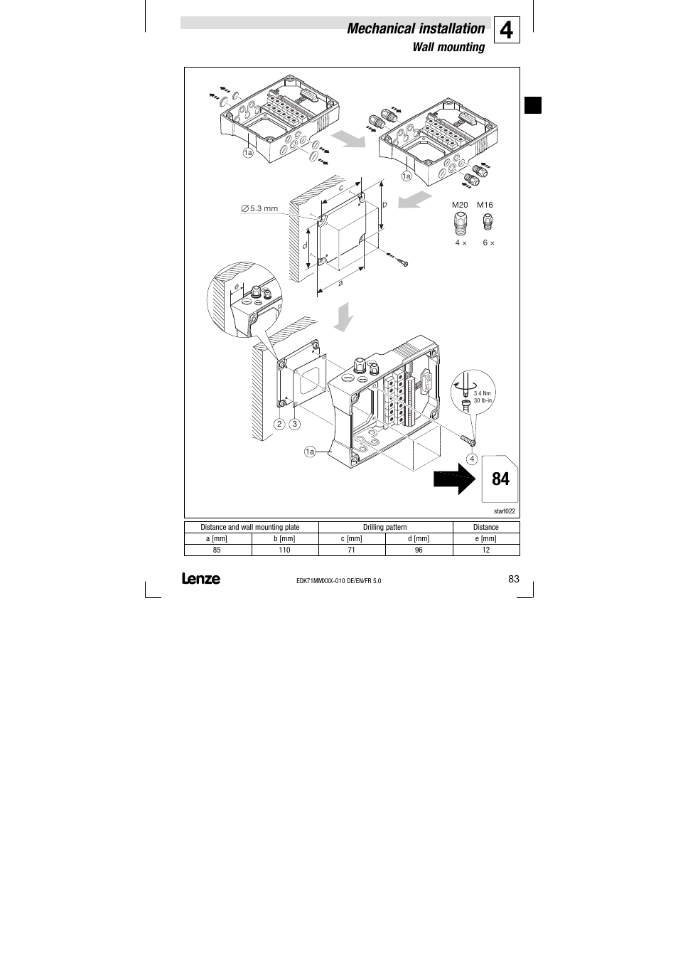 Wall mounting, Mechanical installation | Lenze EDK71MMXXX−010 User Manual | Page 83 / 200