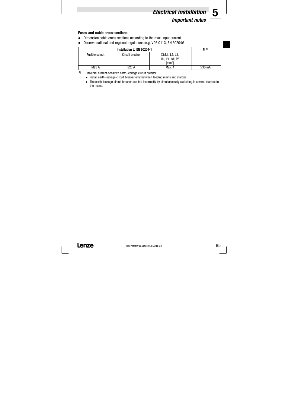 Electrical installation | Lenze EDK71MMXXX−010 User Manual | Page 85 / 200