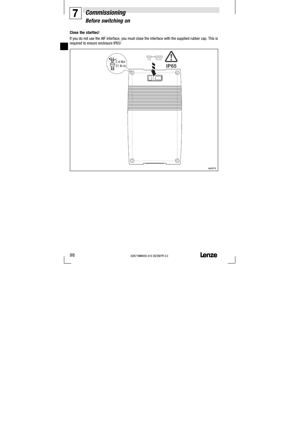 Commissioning | Lenze EDK71MMXXX−010 User Manual | Page 98 / 200
