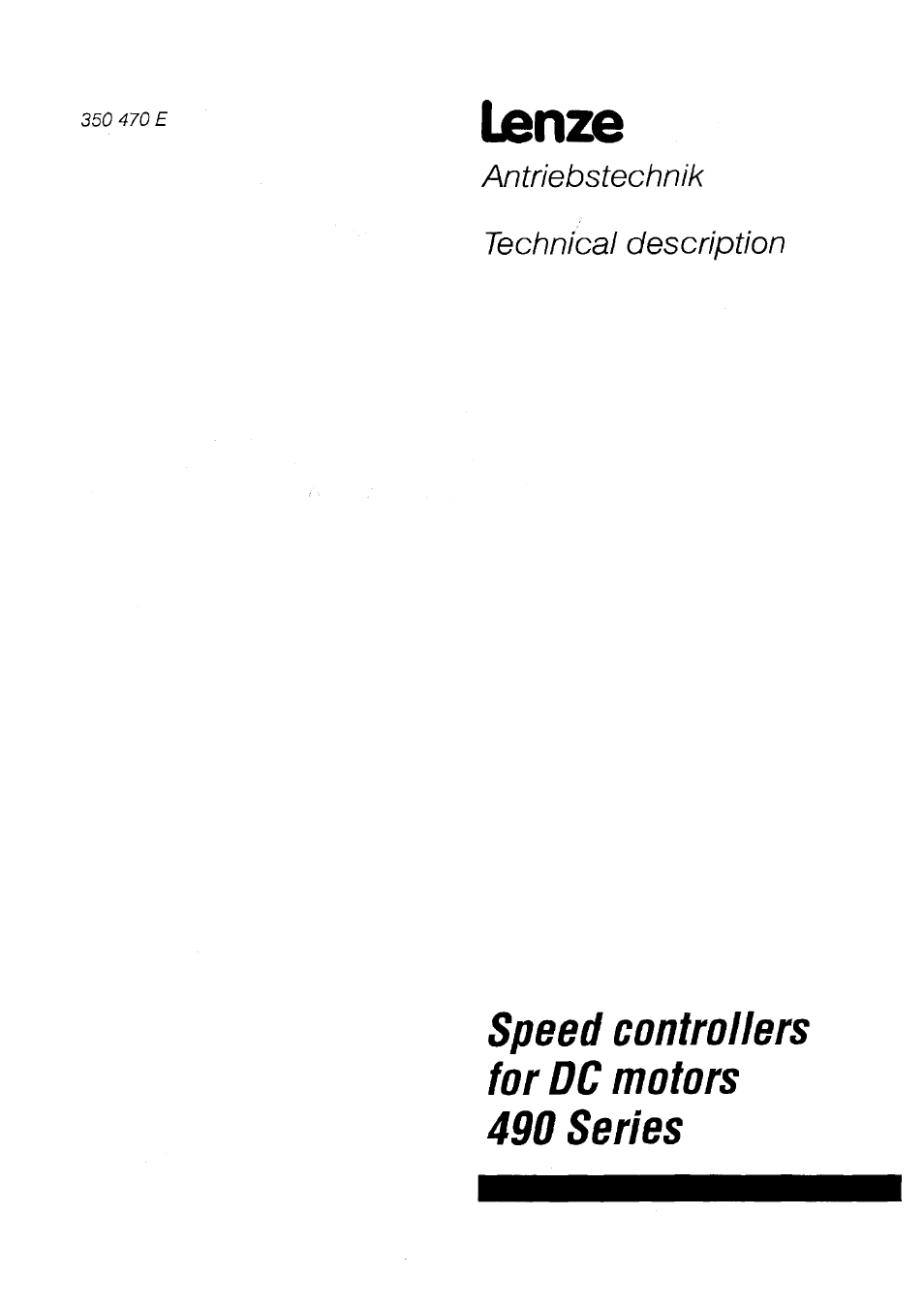 Lenze 490 Series Speed controllers tor DC motors User Manual | 23 pages