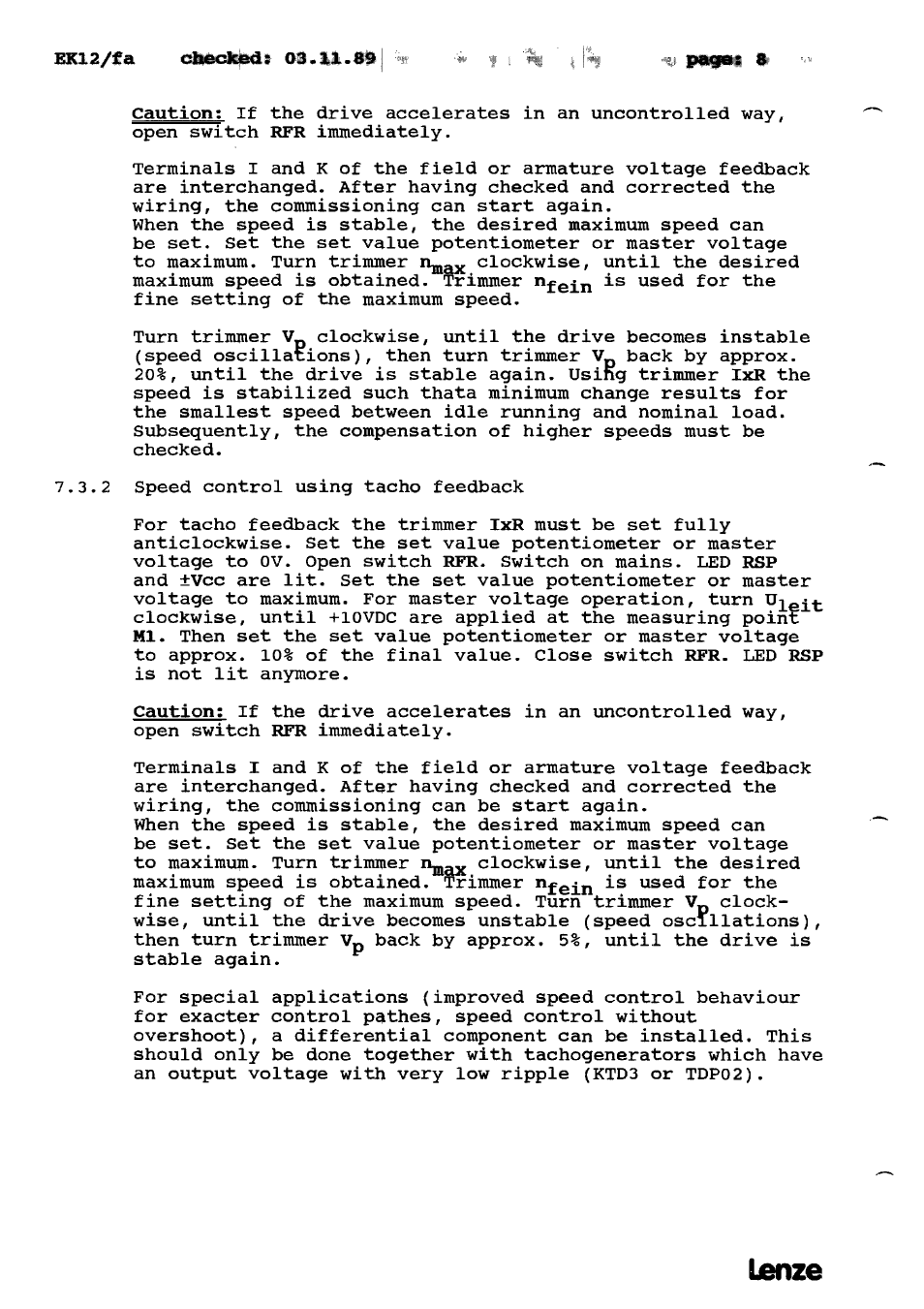 Lanze | Lenze 490 Series Speed controllers tor DC motors User Manual | Page 11 / 23