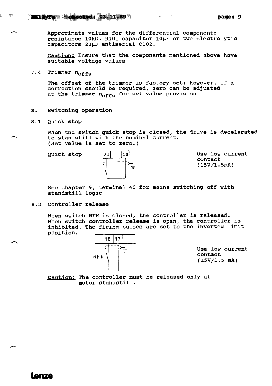 Lanze | Lenze 490 Series Speed controllers tor DC motors User Manual | Page 12 / 23