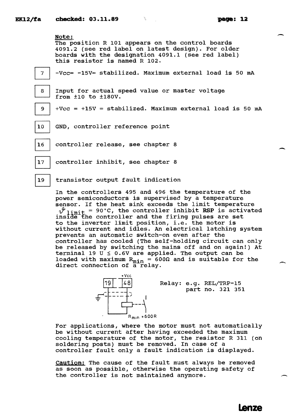 Lanze | Lenze 490 Series Speed controllers tor DC motors User Manual | Page 15 / 23