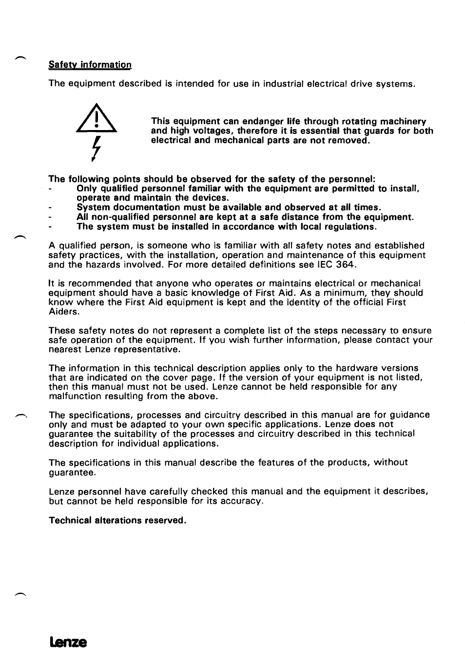 Lanze | Lenze 490 Series Speed controllers tor DC motors User Manual | Page 3 / 23