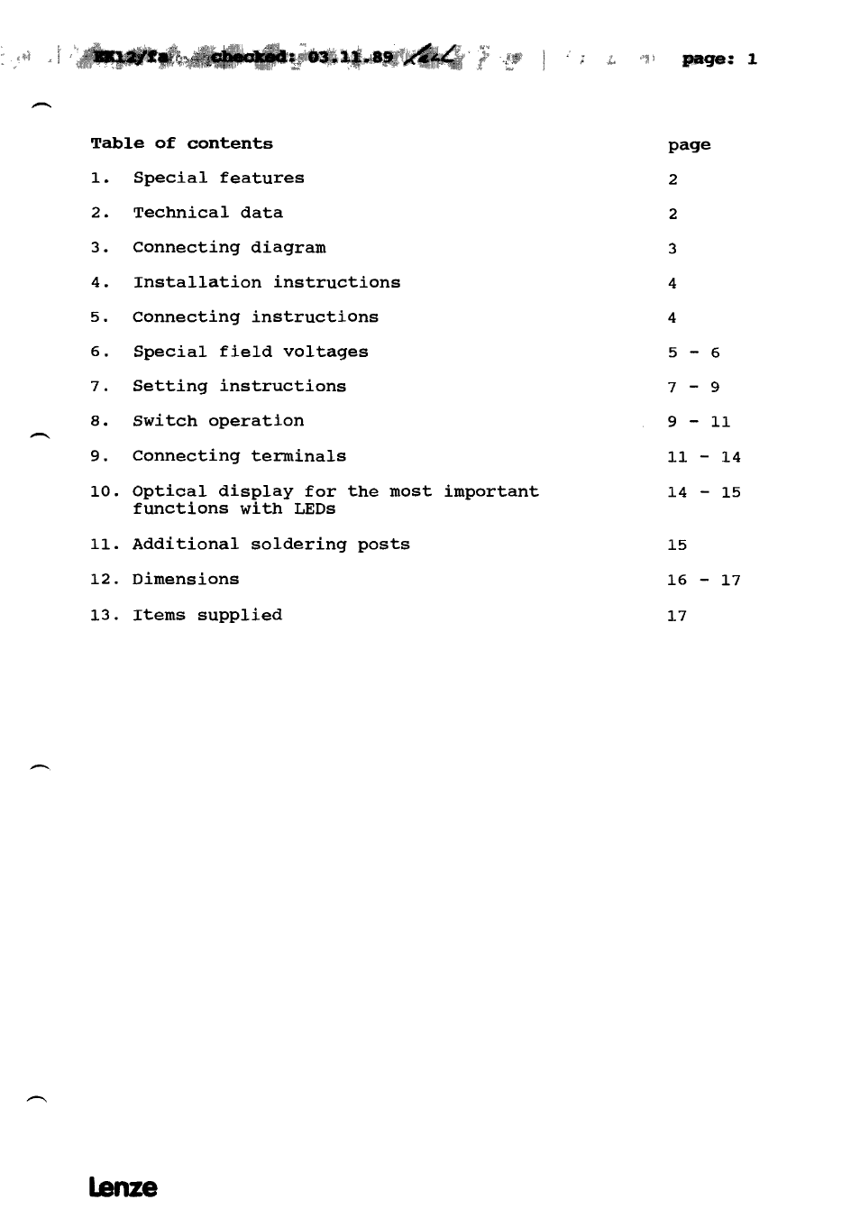 Lanze | Lenze 490 Series Speed controllers tor DC motors User Manual | Page 4 / 23