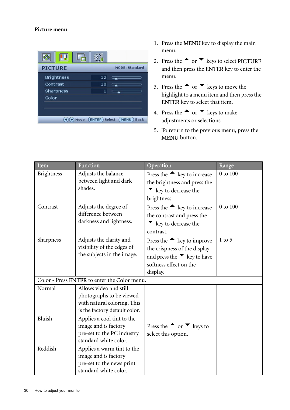 BenQ 22" Wide-Screen LCD Monitor FP222W User Manual | Page 30 / 39