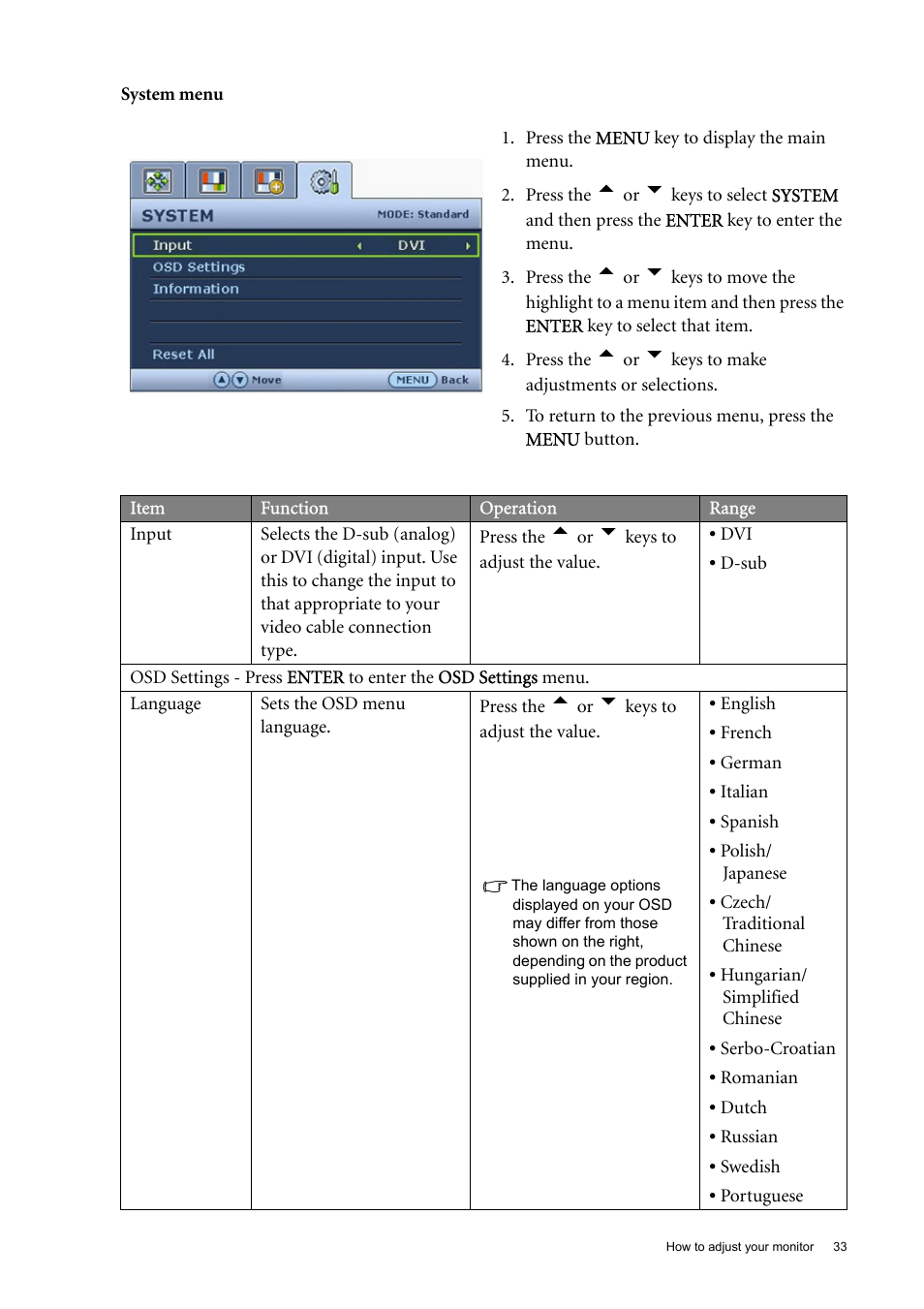 BenQ 22" Wide-Screen LCD Monitor FP222W User Manual | Page 33 / 39