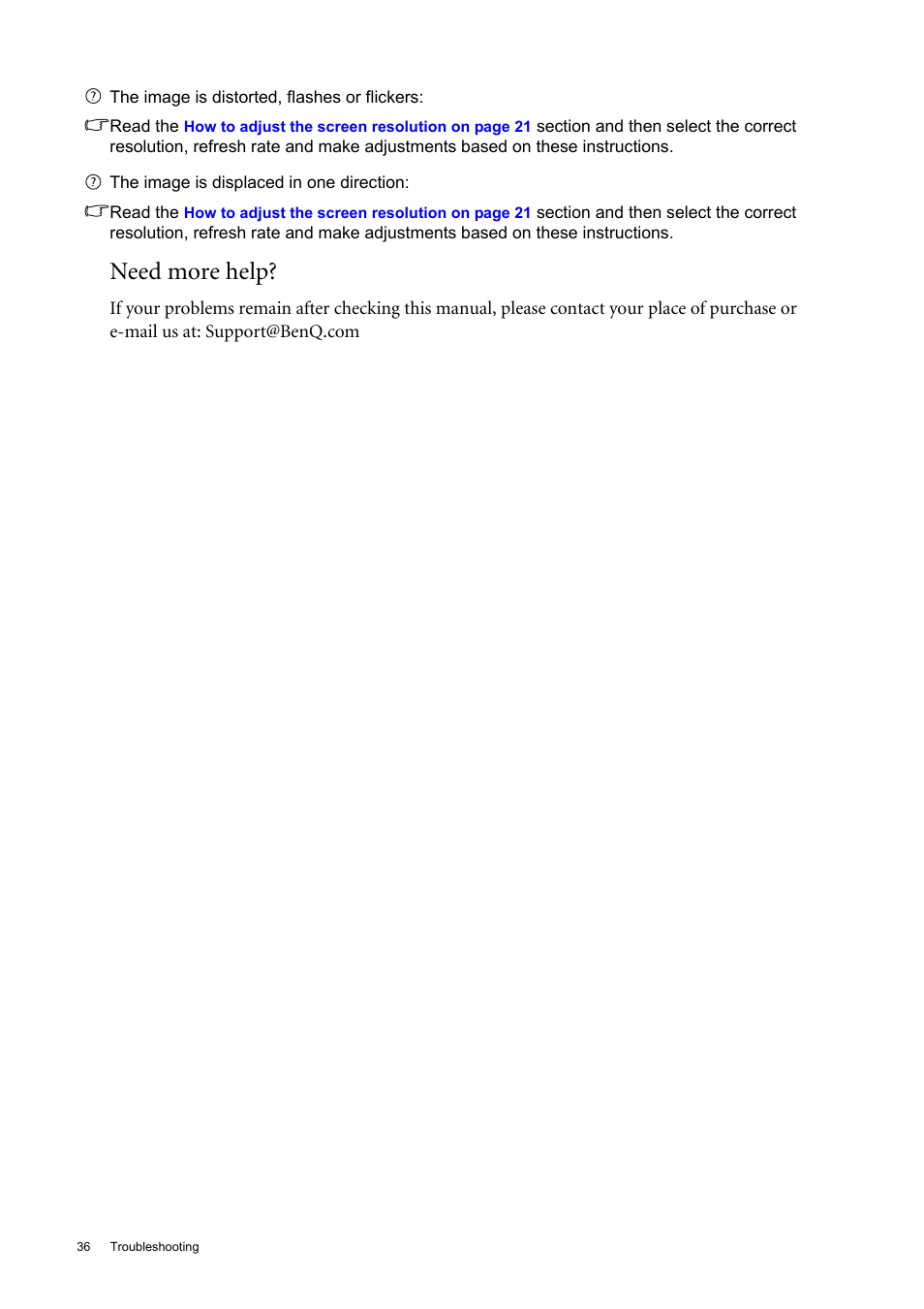 Need more help | BenQ 22" Wide-Screen LCD Monitor FP222W User Manual | Page 36 / 39