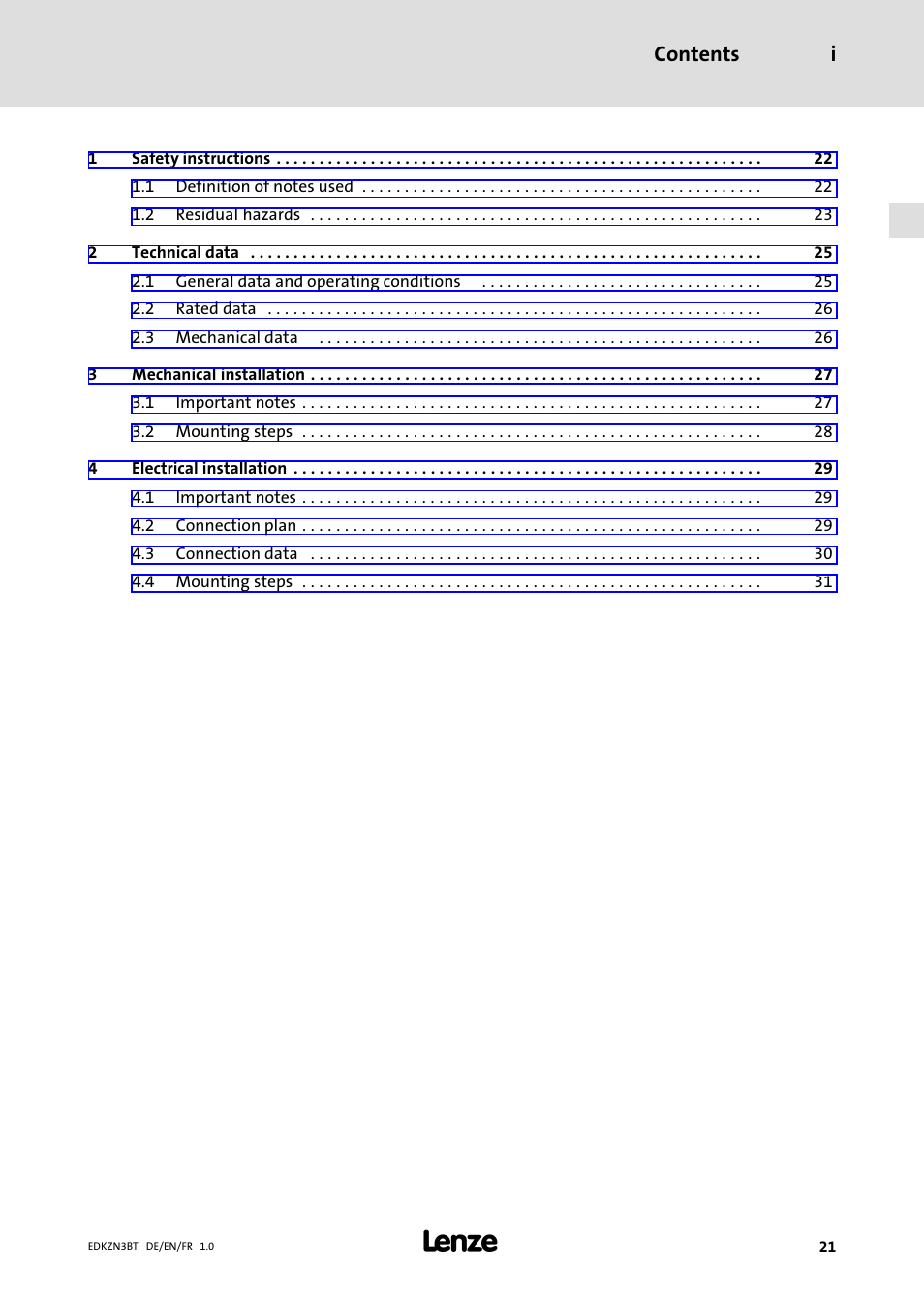 Lenze EZN3B0055H060N003 User Manual | Page 21 / 46