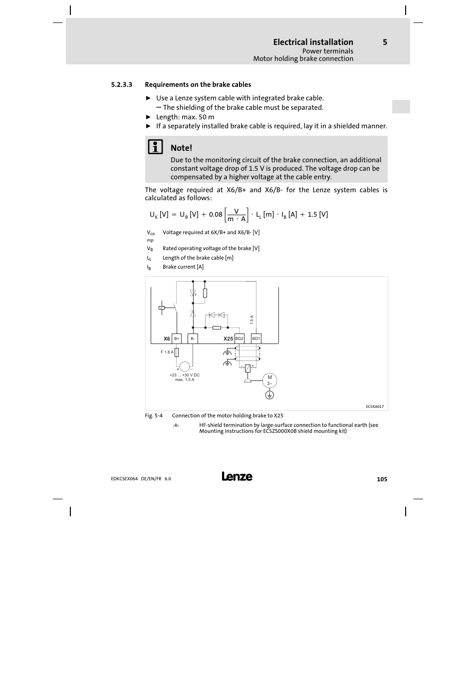 Electrical installation | Lenze ECSEAxxx User Manual | Page 105 / 200