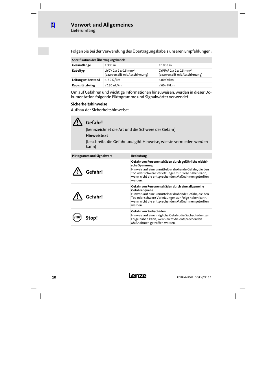 Vorwort und allgemeines | Lenze EPM−H502 User Manual | Page 10 / 134