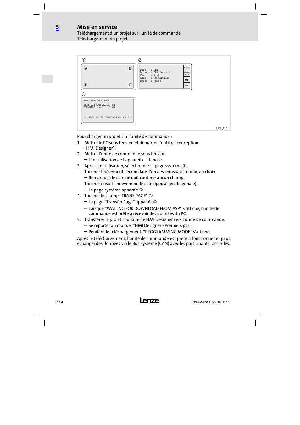 Mise en service | Lenze EPM−H502 User Manual | Page 114 / 134