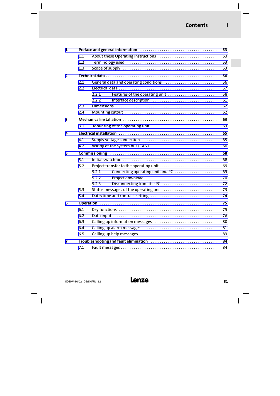 Lenze EPM−H502 User Manual | Page 51 / 134