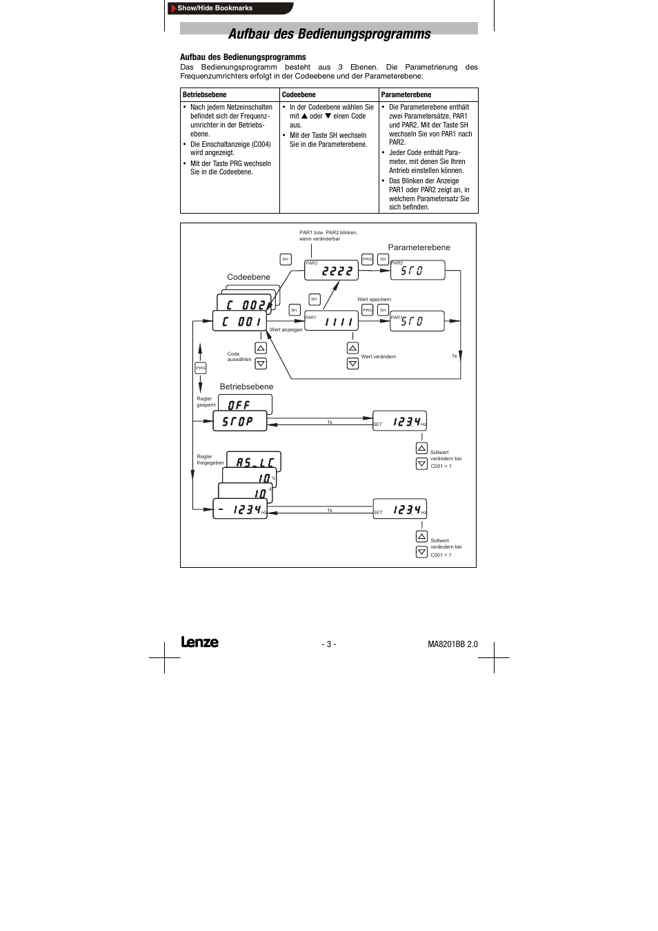 Aufbau des bedienungsprogramms | Lenze EDK8201BB User Manual | Page 3 / 12