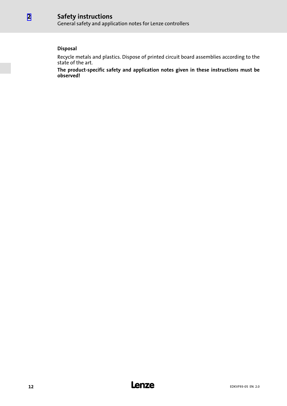 Lenze EVF9383−EV User Manual | Page 12 / 41