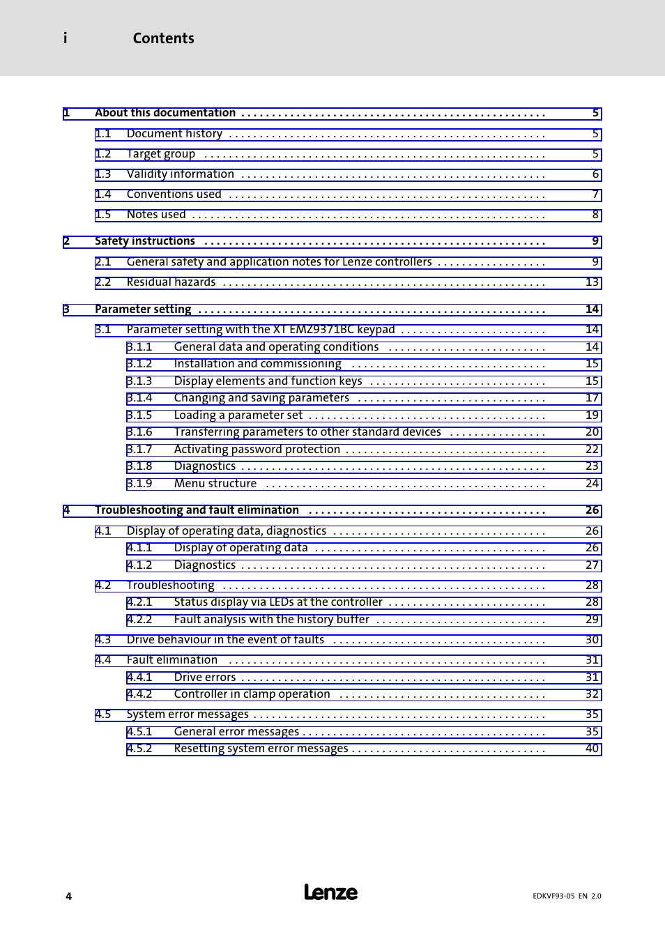 Lenze EVF9383−EV User Manual | Page 4 / 41