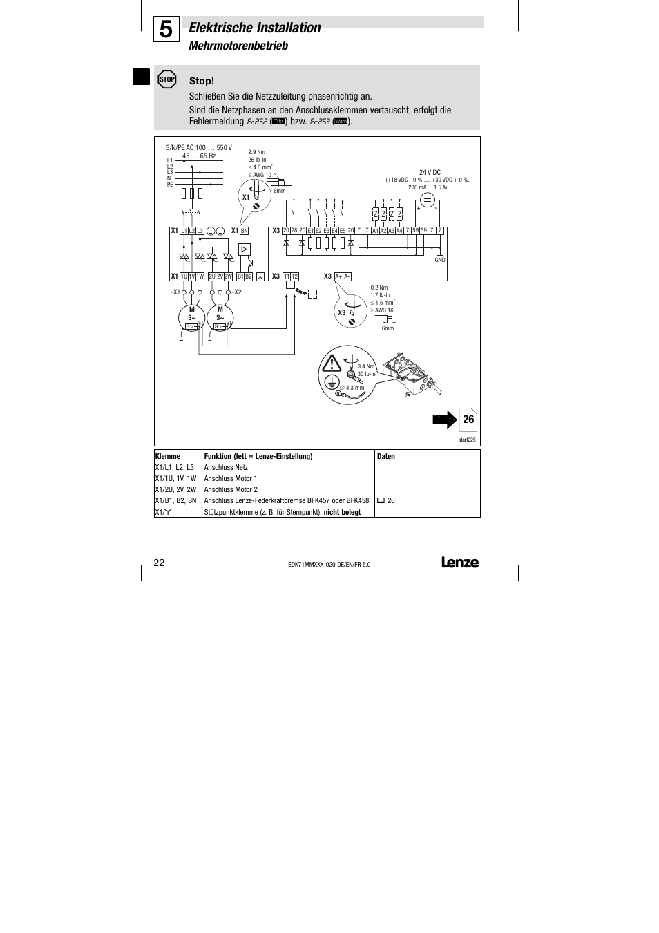 Mehrmotorenbetrieb, Elektrische installation | Lenze EDK71MMXXX−020 User Manual | Page 22 / 206