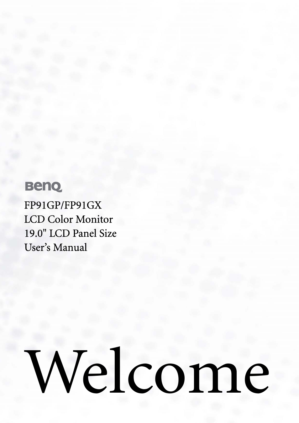BenQ FP91GP User Manual | 36 pages