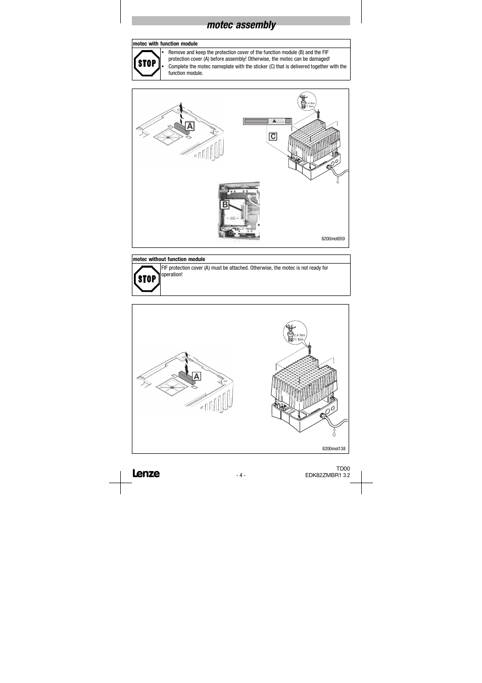 Motec assembly | Lenze E82ZMBR1 User Manual | Page 9 / 15
