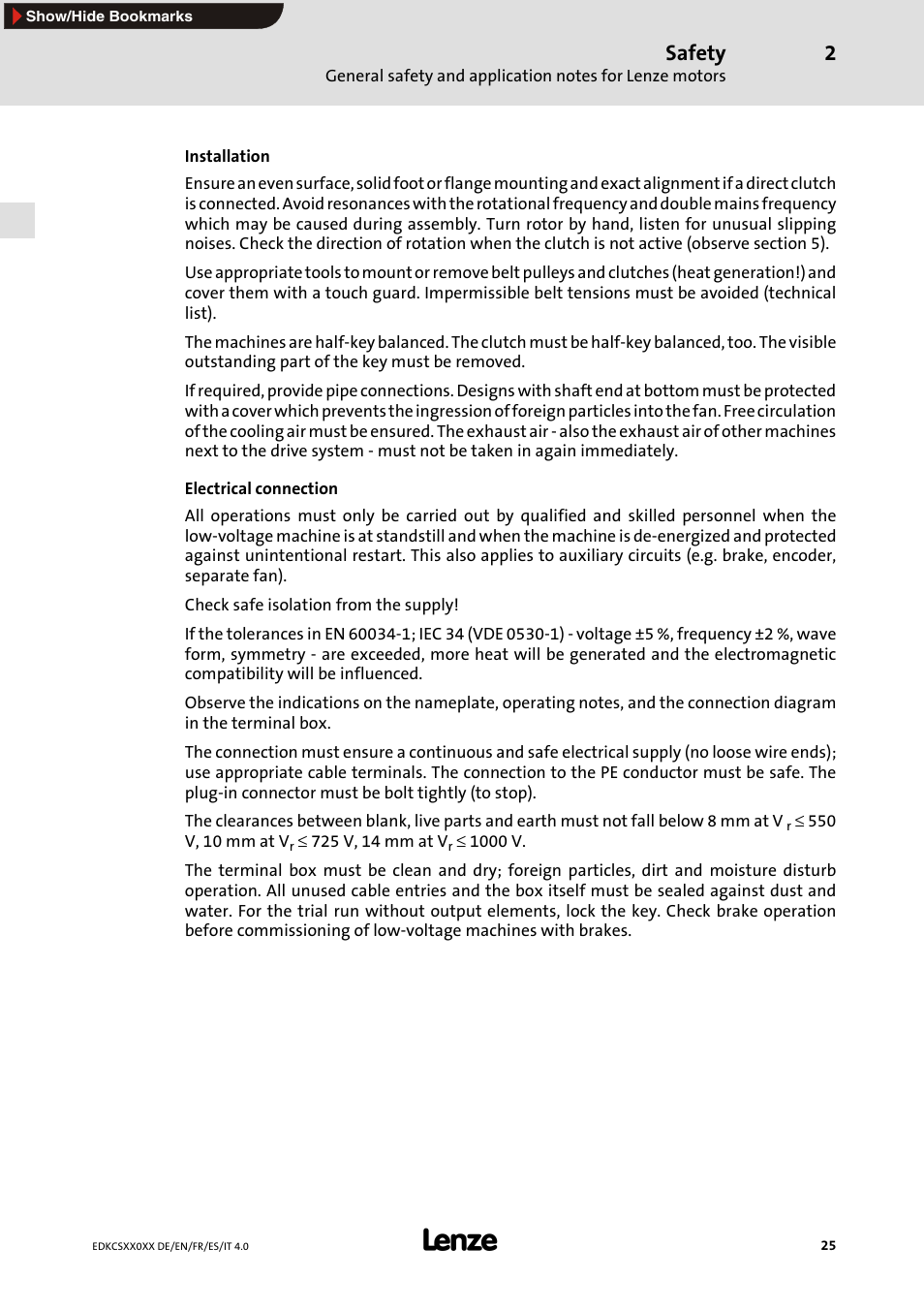 Safety | Lenze ECS series User Manual | Page 25 / 74