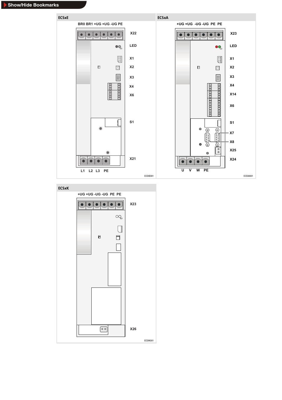 Show/hide bookmarks | Lenze ECS series User Manual | Page 3 / 74