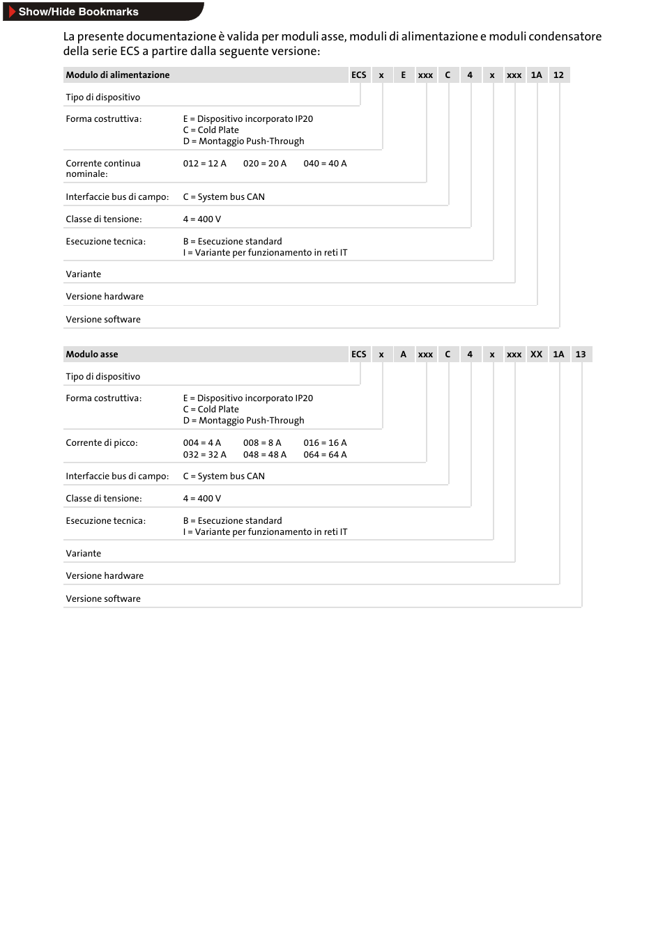 La presente documentazione è valida per | Lenze ECS series User Manual | Page 60 / 74