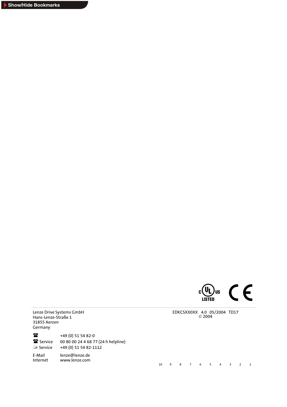 Lenze ECS series User Manual | Page 74 / 74