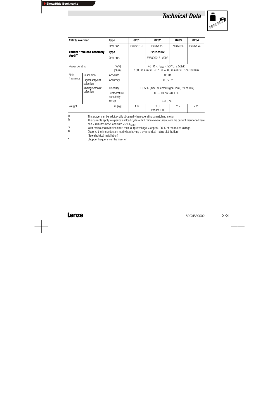 Technical data | Lenze 8200 series User Manual | Page 15 / 72