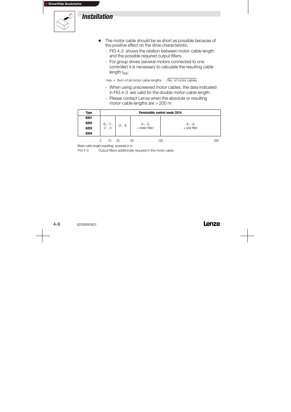 Installation | Lenze 8200 series User Manual | Page 24 / 72