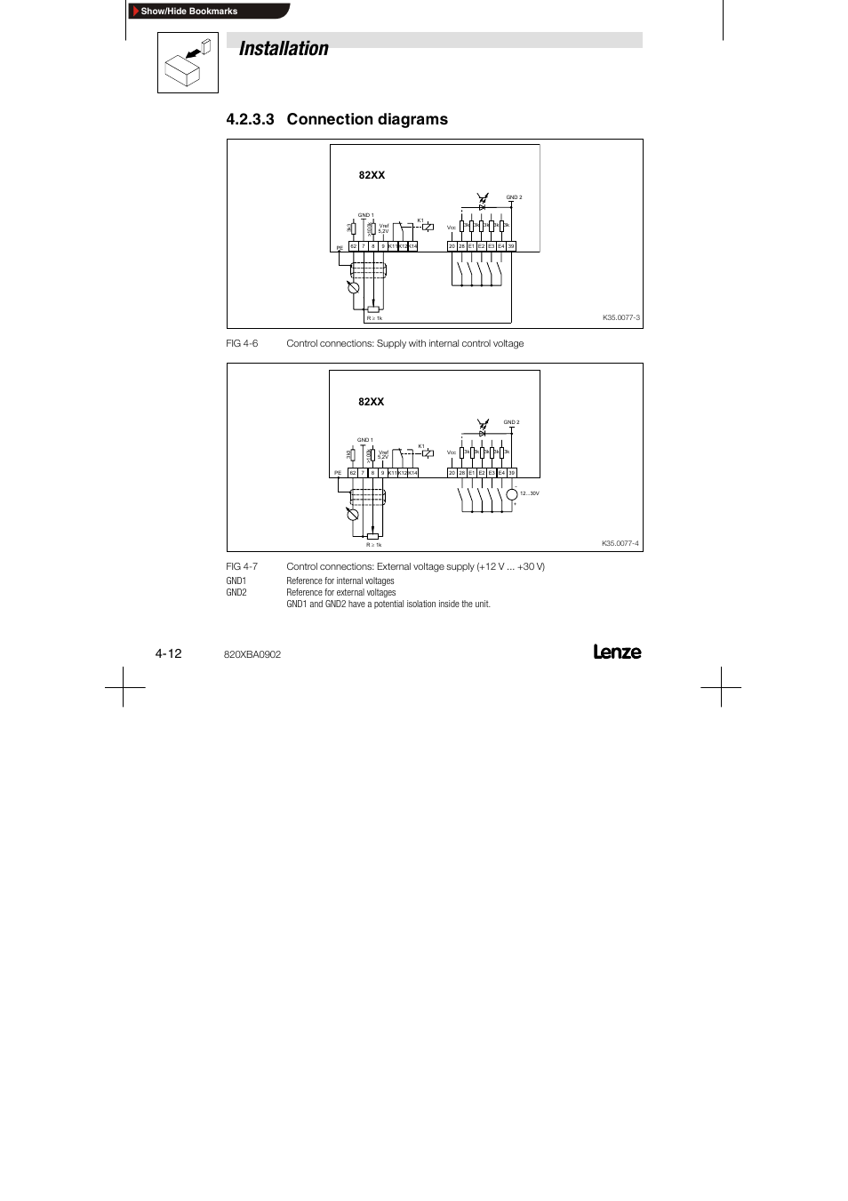 3 connection diagrams, Installation, Uomu_^mvmo | 82xx | Lenze 8200 series User Manual | Page 28 / 72