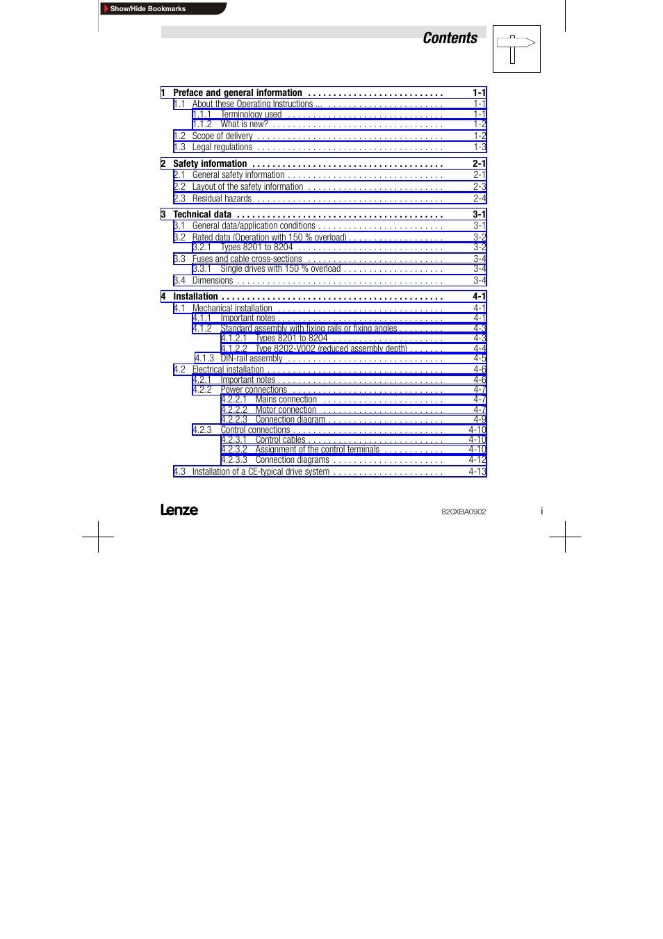Lenze 8200 series User Manual | Page 3 / 72