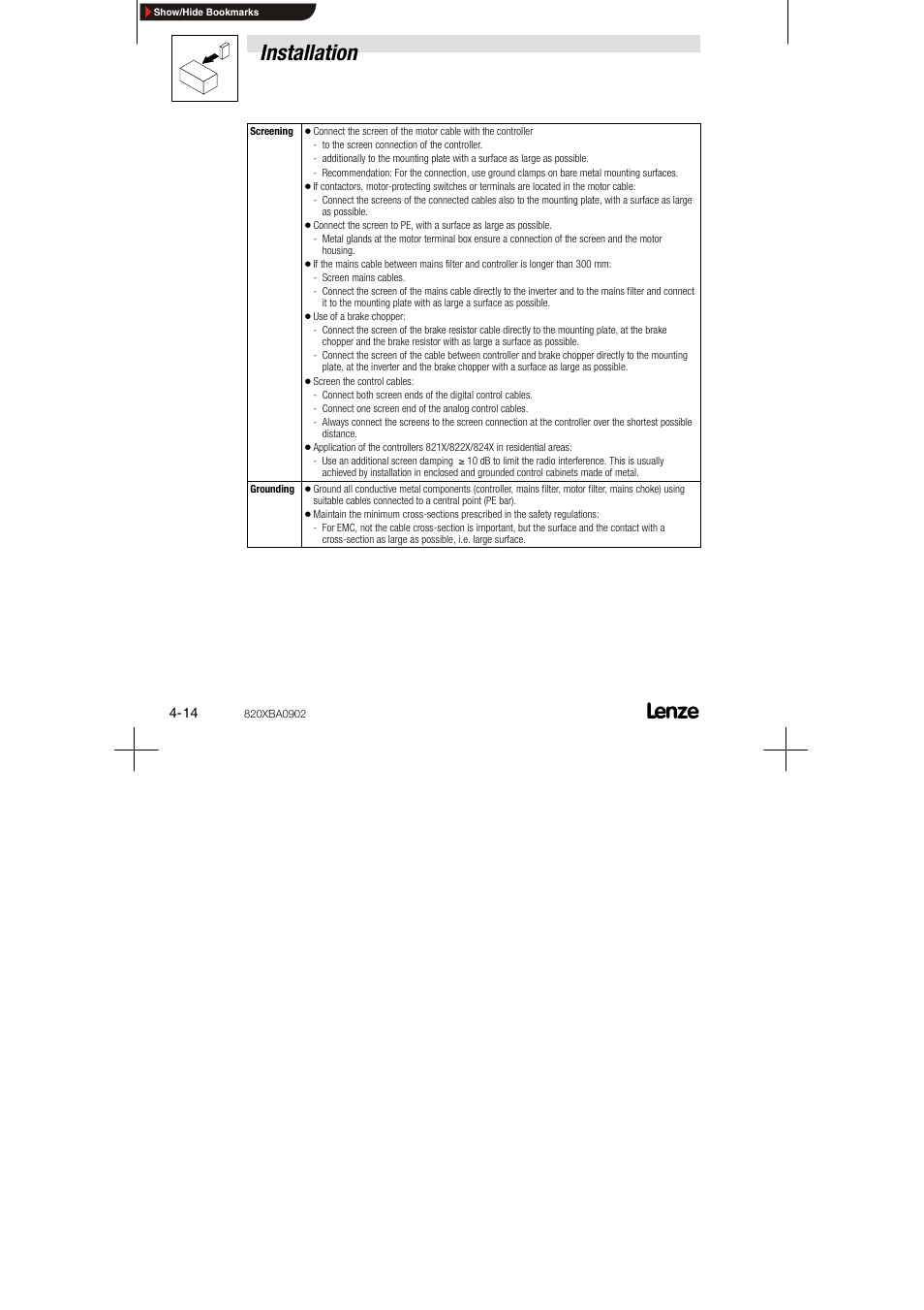 Installation | Lenze 8200 series User Manual | Page 30 / 72