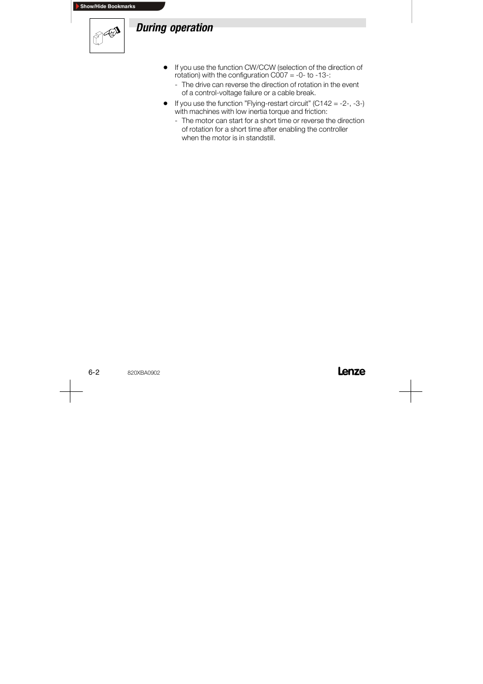 During operation | Lenze 8200 series User Manual | Page 48 / 72