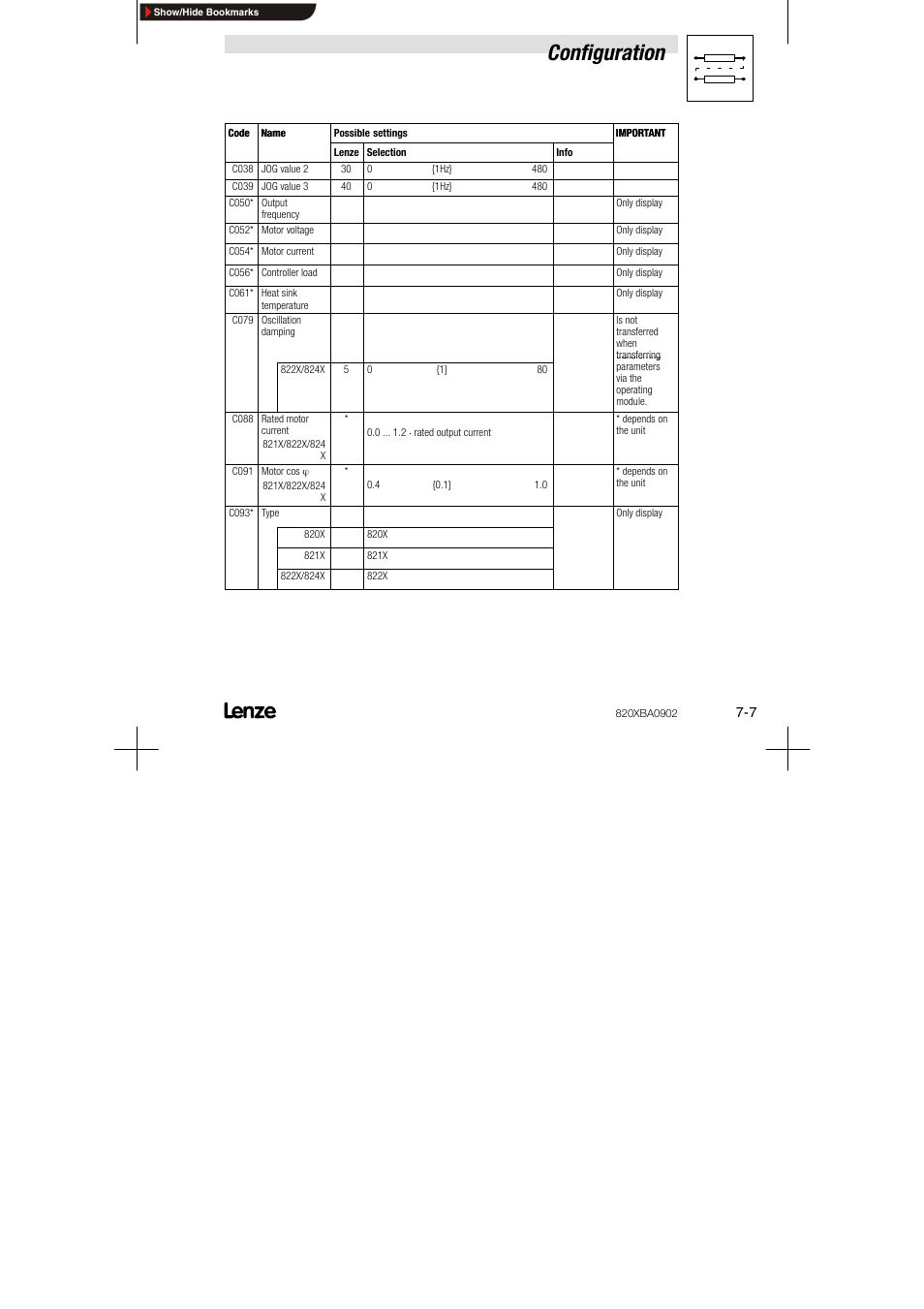 Configuration | Lenze 8200 series User Manual | Page 55 / 72