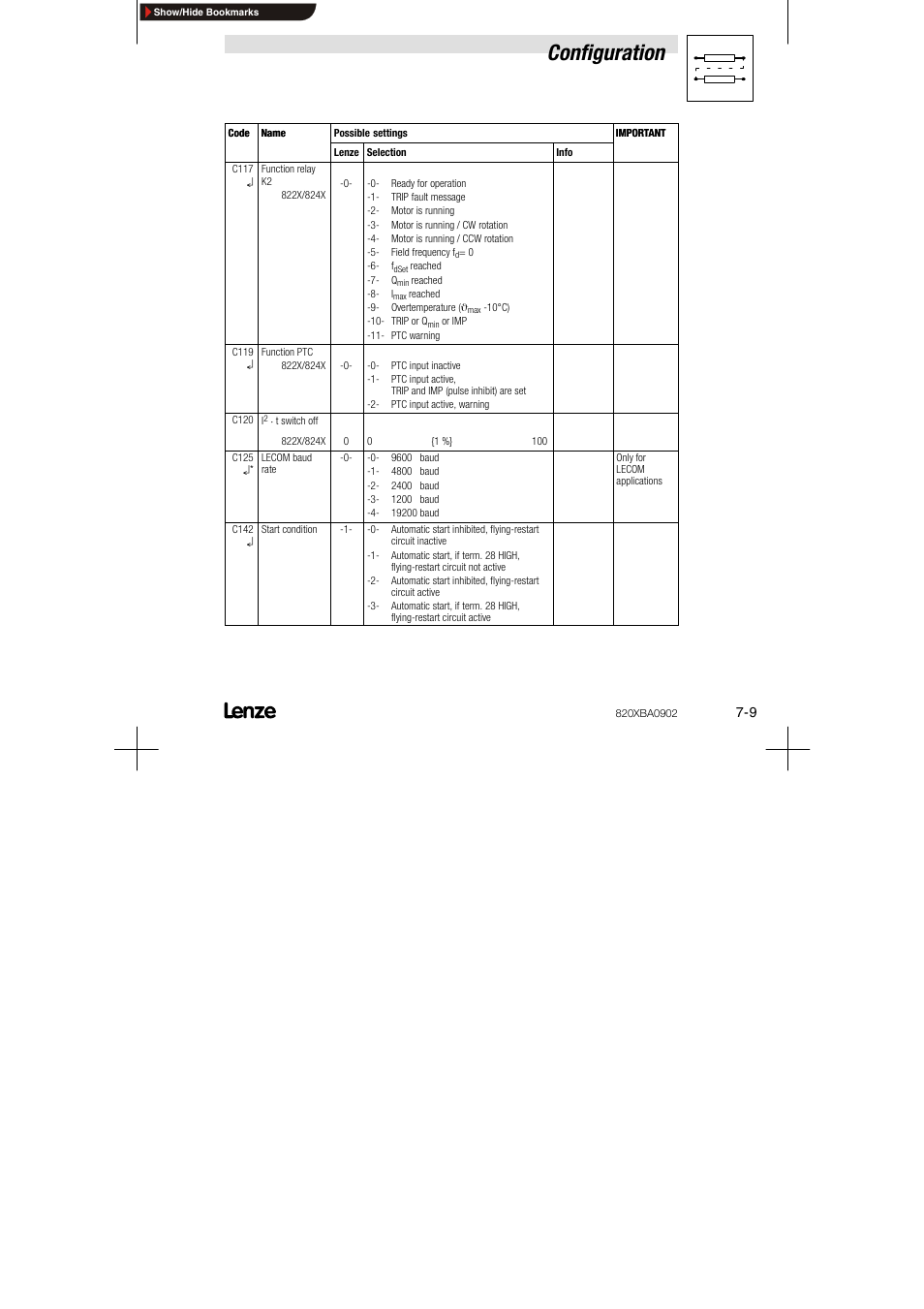 Configuration | Lenze 8200 series User Manual | Page 57 / 72