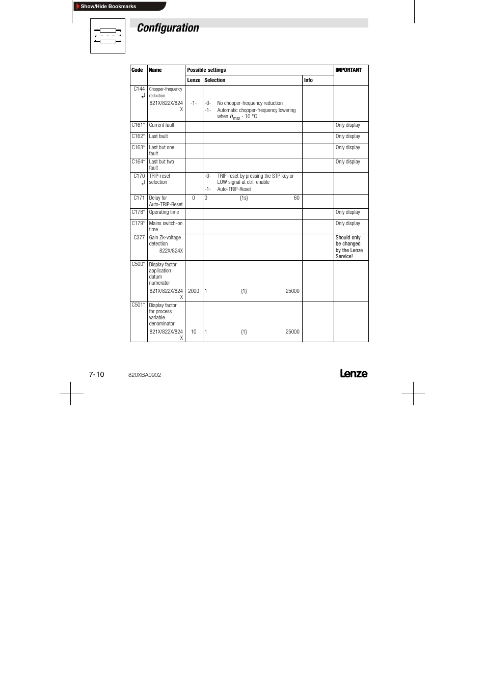 Configuration | Lenze 8200 series User Manual | Page 58 / 72