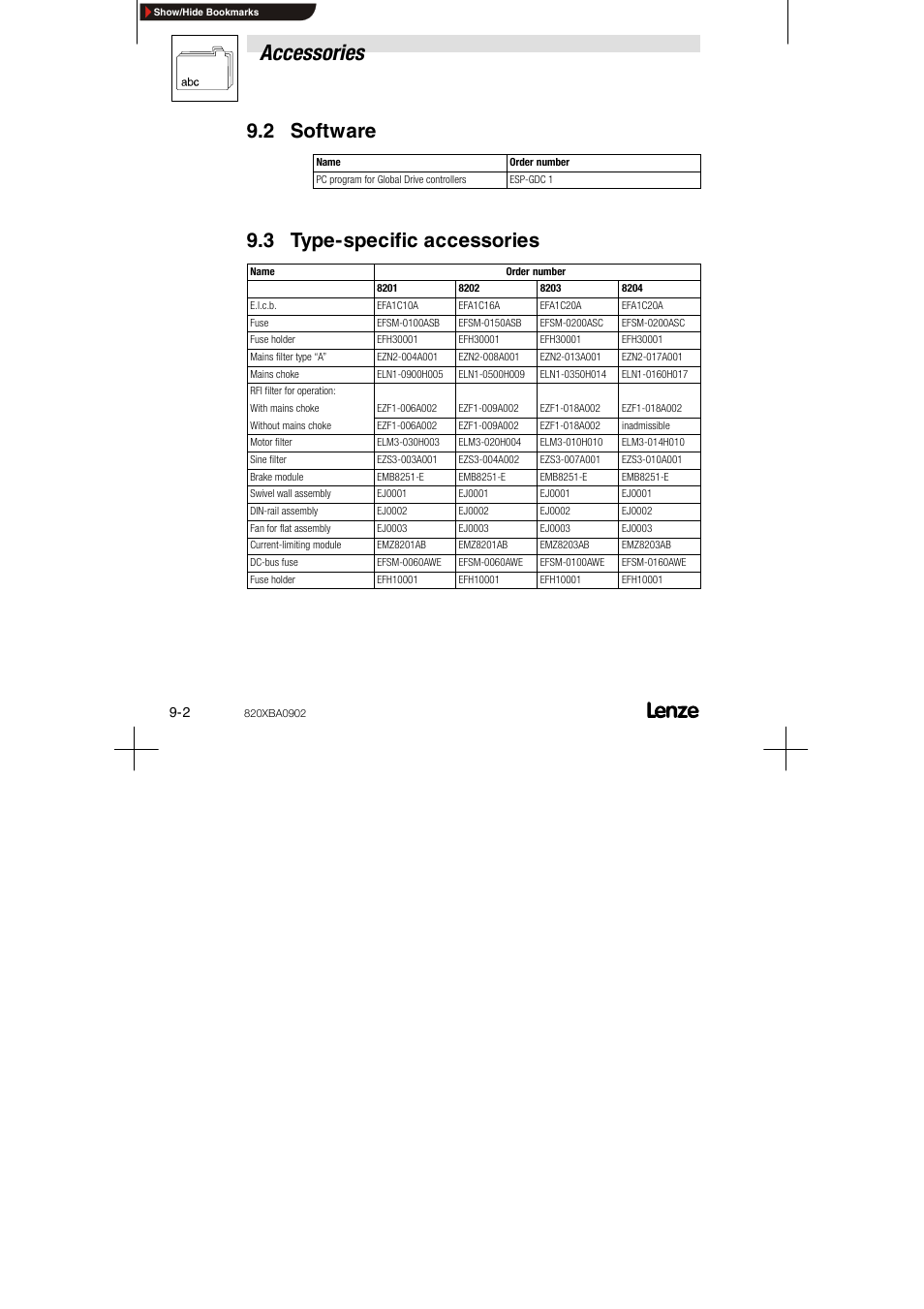 2 software, 3 type-specific accessories, Accessories | Lenze 8200 series User Manual | Page 66 / 72