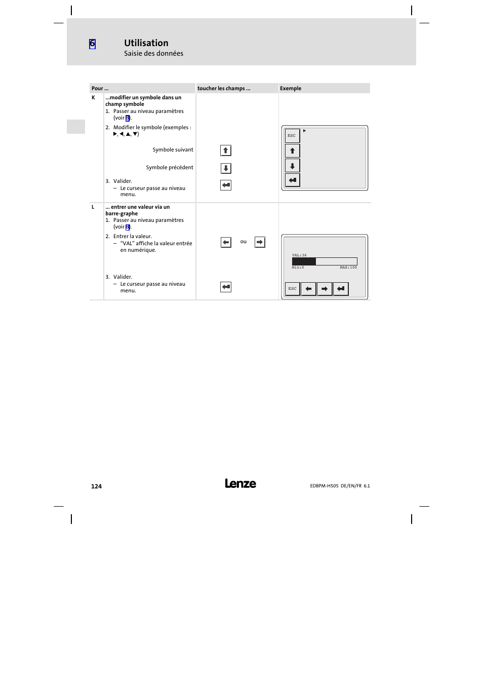 Utilisation | Lenze EPM−H507 User Manual | Page 124 / 136