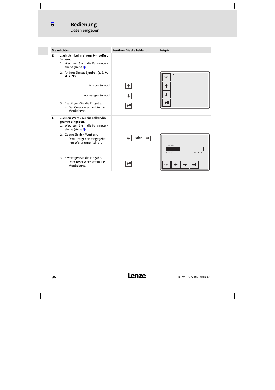 Bedienung | Lenze EPM−H507 User Manual | Page 36 / 136