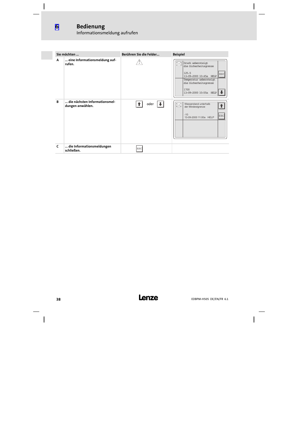 Bedienung | Lenze EPM−H507 User Manual | Page 38 / 136