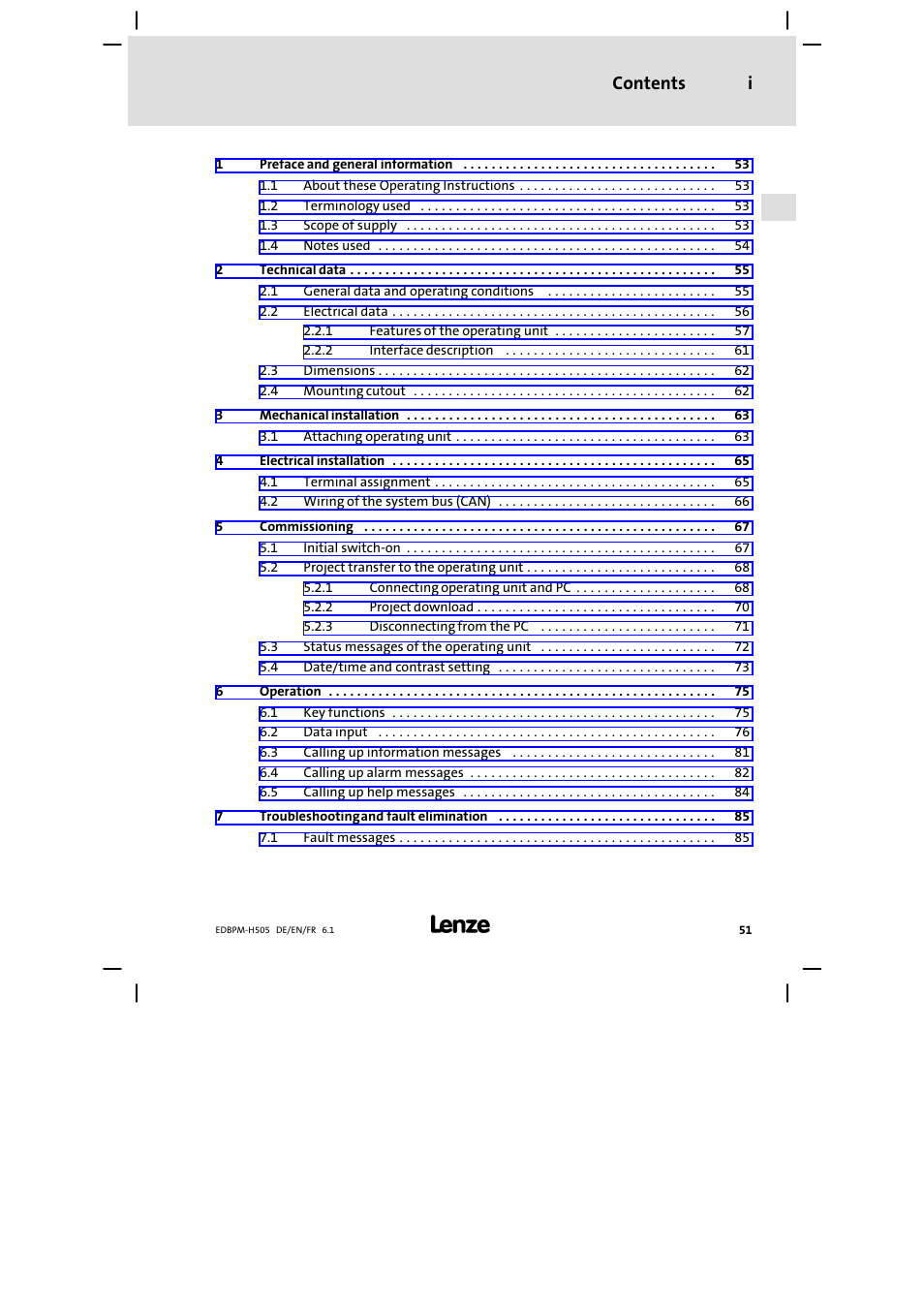 Lenze EPM−H507 User Manual | Page 51 / 136