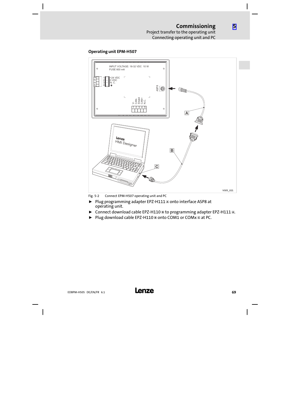 Commissioning | Lenze EPM−H507 User Manual | Page 69 / 136