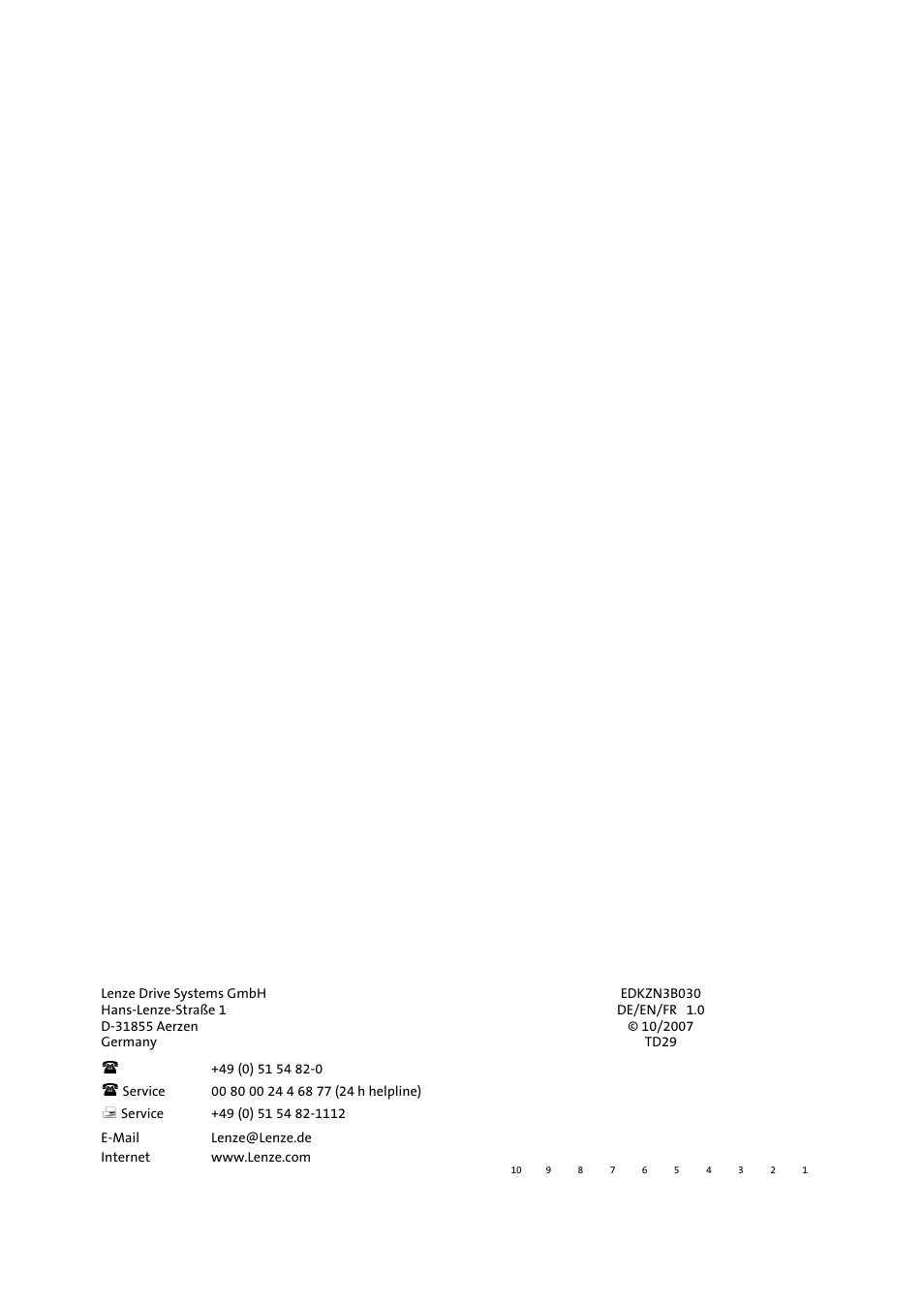 Lenze EZN3B0110H030U User Manual | Page 46 / 46