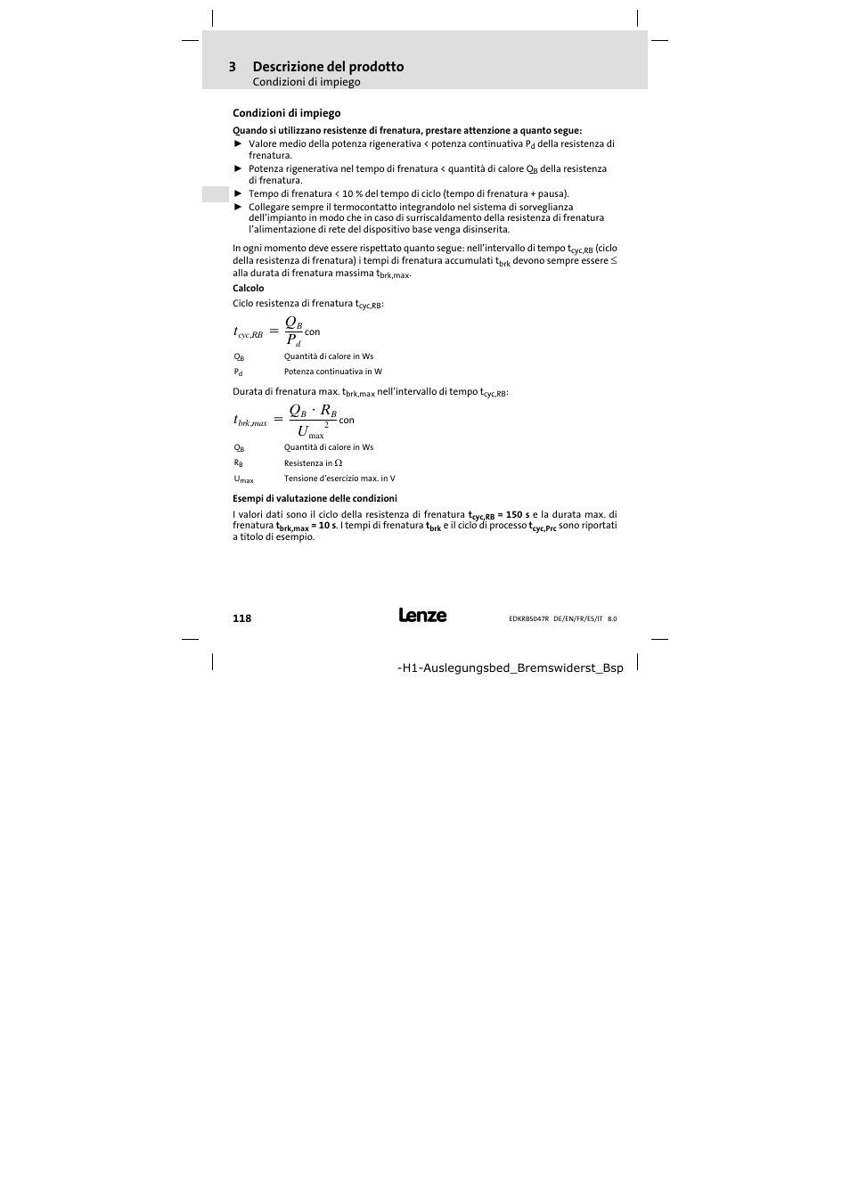 Condizioni di impiego, 3descrizione del prodotto | Lenze ERBSxxxxxxxx User Manual | Page 118 / 132