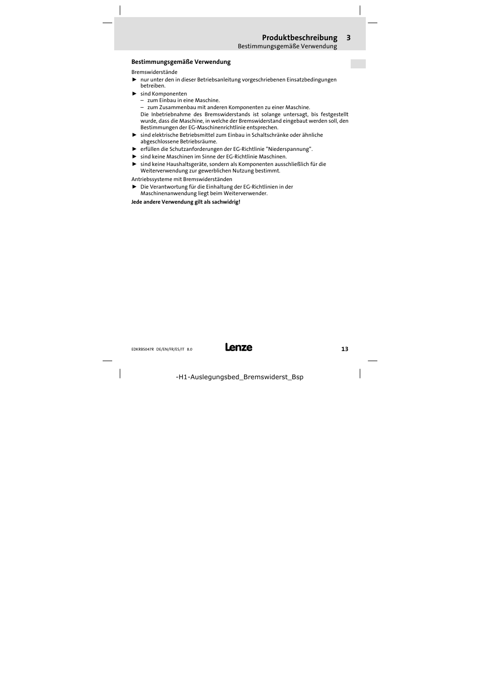 Bestimmungsgemäße verwendung | Lenze ERBSxxxxxxxx User Manual | Page 13 / 132