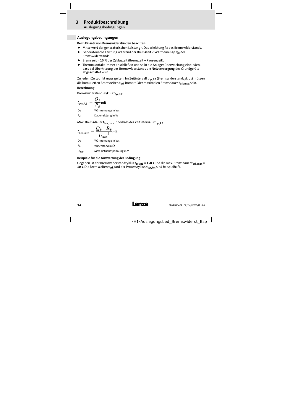 Auslegungsbedingungen, 3produktbeschreibung | Lenze ERBSxxxxxxxx User Manual | Page 14 / 132