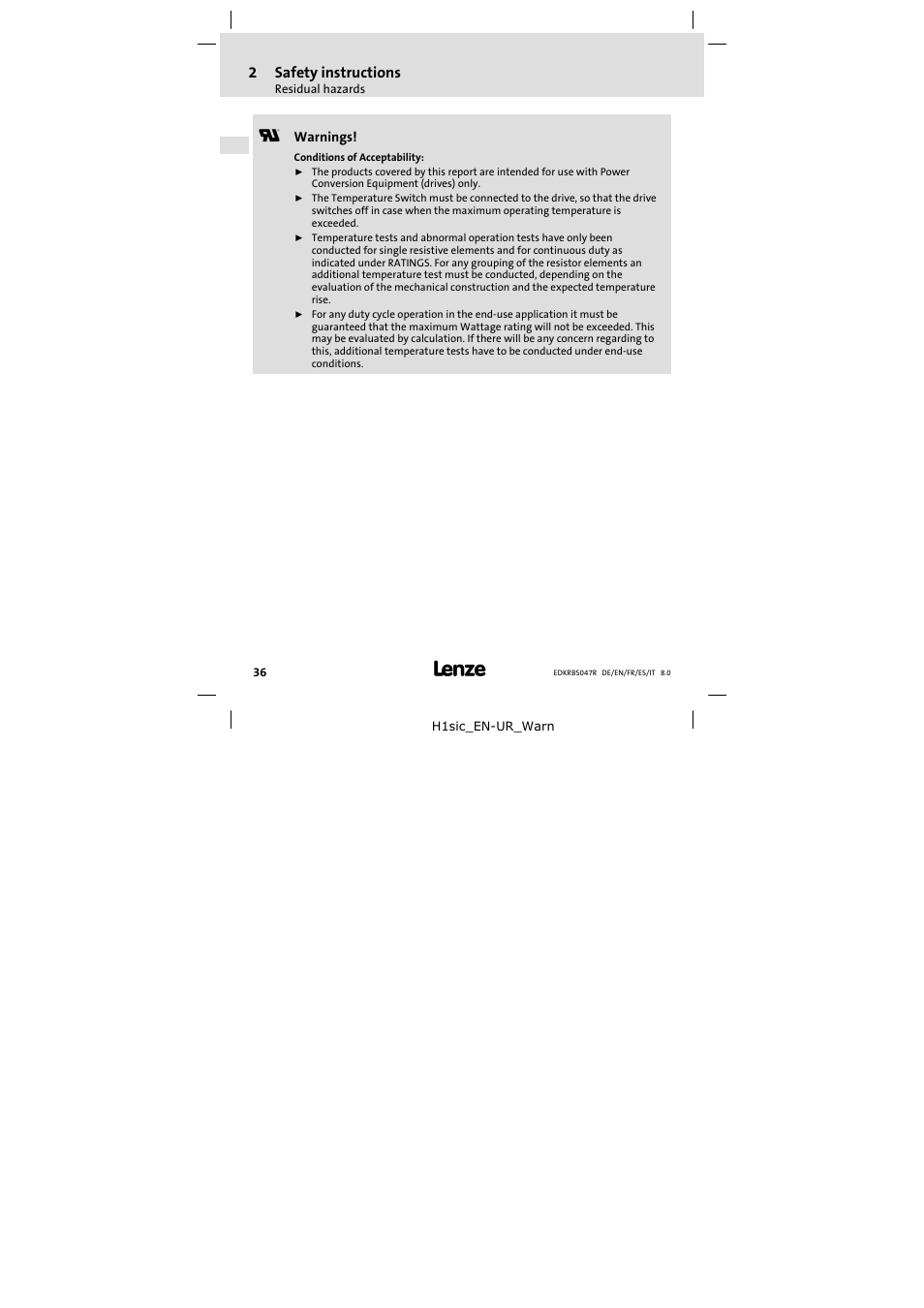 Lenze ERBSxxxxxxxx User Manual | Page 36 / 132