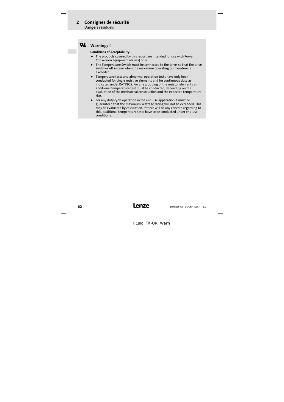 Lenze ERBSxxxxxxxx User Manual | Page 62 / 132